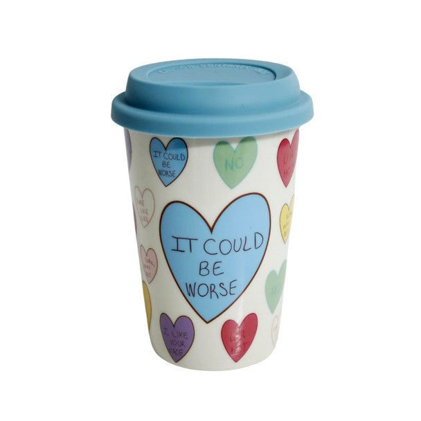 Ceramic Travel Mug - Candy Hearts